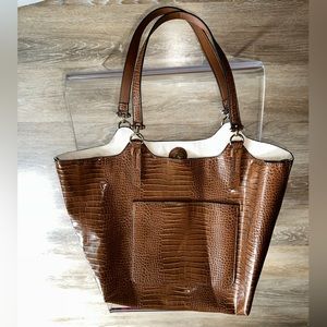 Brown Alligator Skin Large Purse